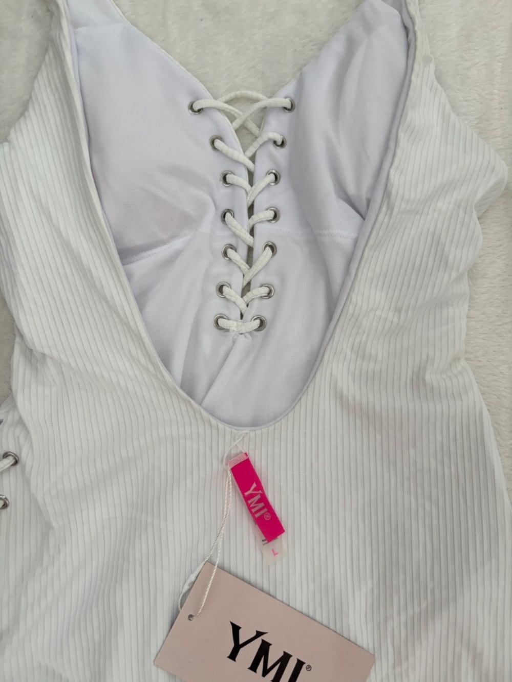 NWT YMI White One Piece Bathing Suit - Picture 4 of 5